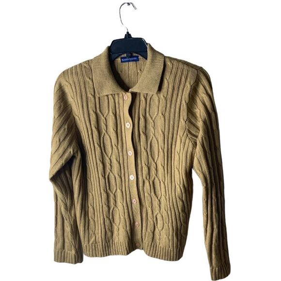 Vintage Karen Scott Cable Knitted Cardigan Sweater Button-Up Women's Size Large - Picture 3 of 11
